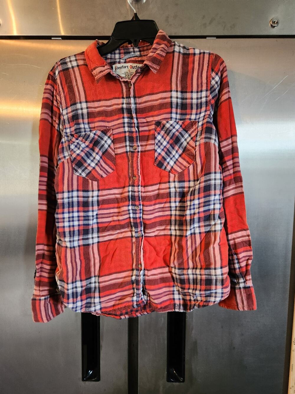 Comfort Outfitter Plaid Flannel Shirt Women's Size Large Red Black